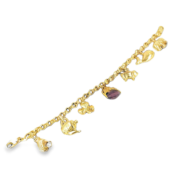 Women’s 9ct Yellow Gold Charm Bracelet- 10g 7.5”