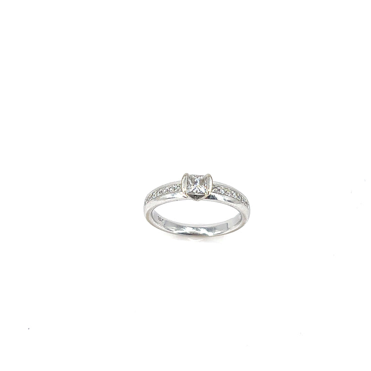 Women’s 18ct White Gold Princess Cut Diamond Engagement Ring - 0.50ct