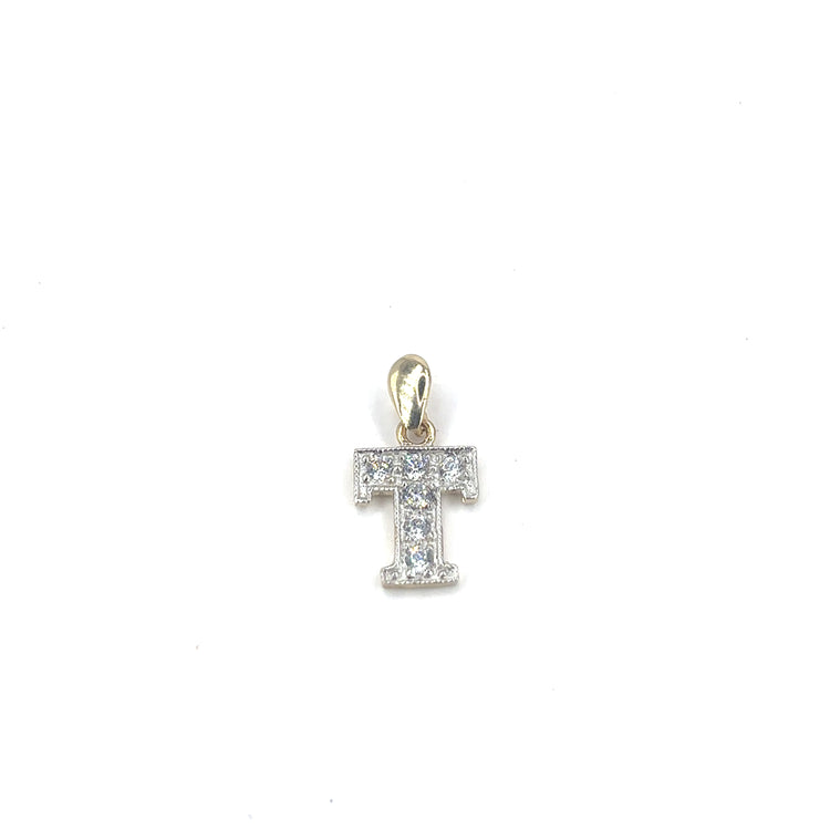 Women’s 9ct Yellow Gold Cz Set Initial Pendant - 1.2g