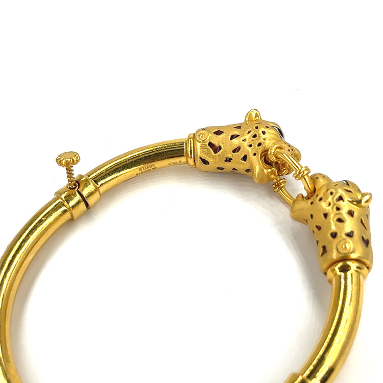 18ct Yellow Gold Panther Bangle - 50g