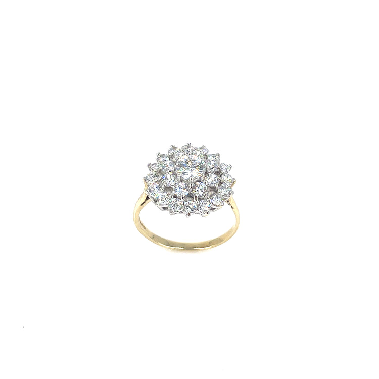 Women’s 9ct Yellow Gold Cz Flower Cluster Ring