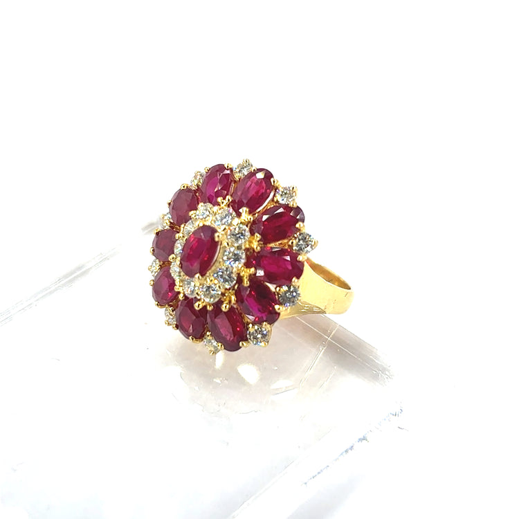 Women’s 18ct Yellow Gold Diamond & MayanMarian Ruby Cocktail Ring
