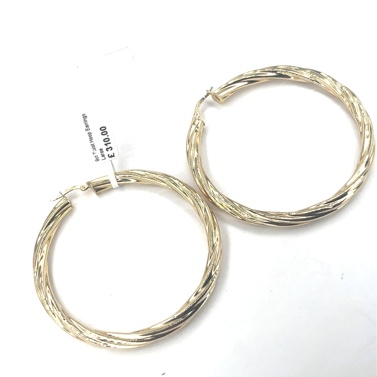 Women’s 9ct Yellow Gold Twist Hoop Earrings - 6g