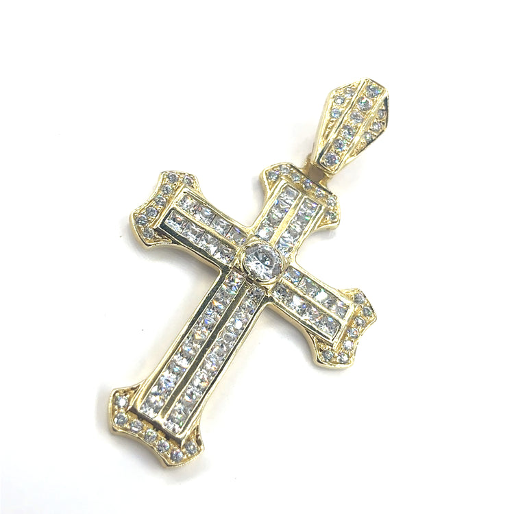 Men’s 9ct Yellow Gold Cz Cross- 20.4g