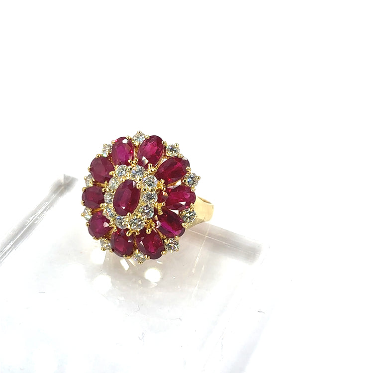 Women’s 18ct Yellow Gold Diamond & MayanMarian Ruby Cocktail Ring
