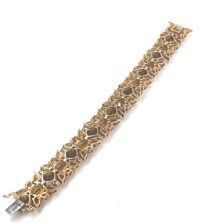 Women’s 9ct Yellow Gold Gemstone Bracelet - Citrine & Whisky Quartz
