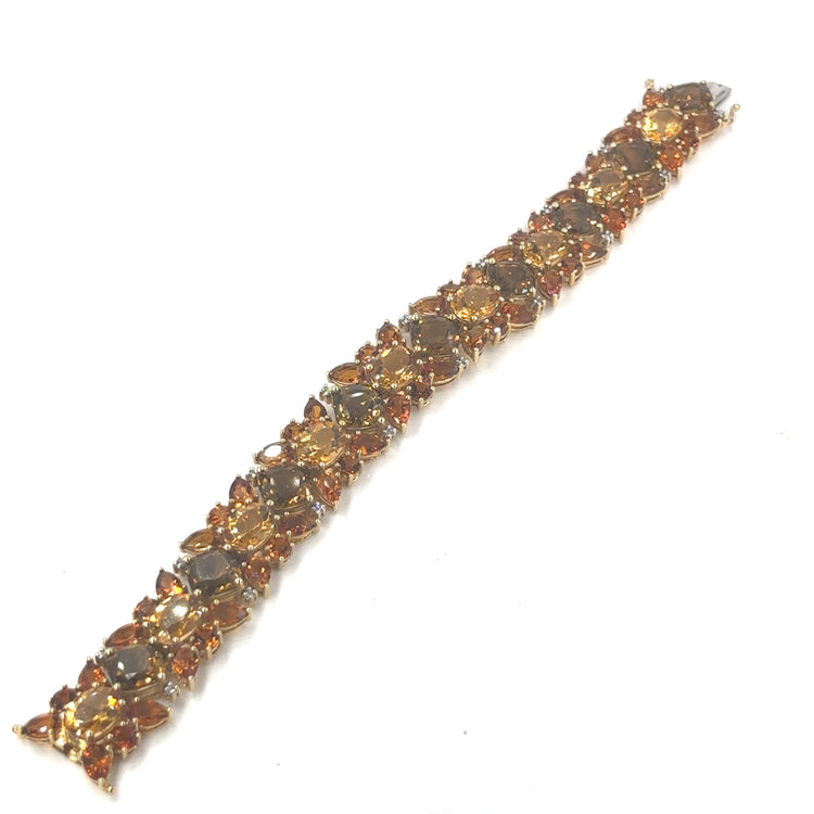 Women’s 9ct Yellow Gold Gemstone Bracelet - Citrine & Whisky Quartz