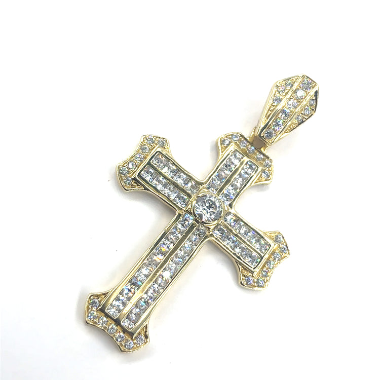 Men’s 9ct Yellow Gold Cz Cross- 20.4g