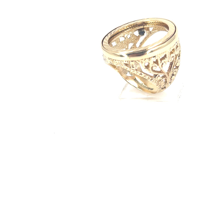 9ct Yellow Gold Openwork Half Sovereign Ring Shank 8.1g