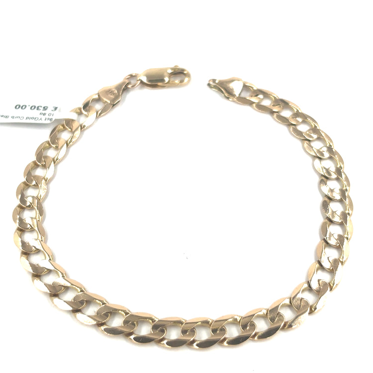 Men’s 9ct Yellow Gold Curb Bracelet - 8” 10.8g