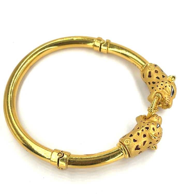 18ct Yellow Gold Panther Bangle - 50g