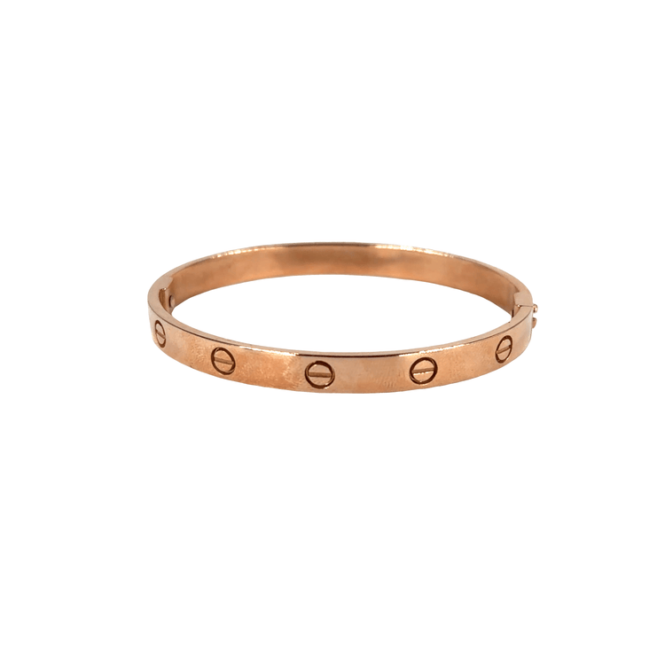 9CT Rose Gold Bangle Bracelet with Screw Style - Hyman’s Jewellers
