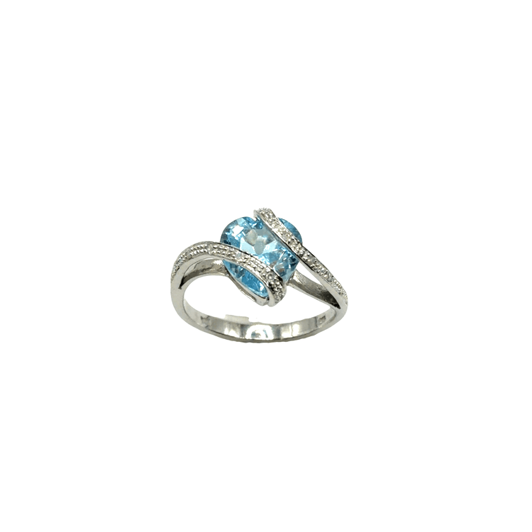 9CT White Gold Blue Topaz Bypass Cocktail Ring 2.9g - Hyman’s Jewellers