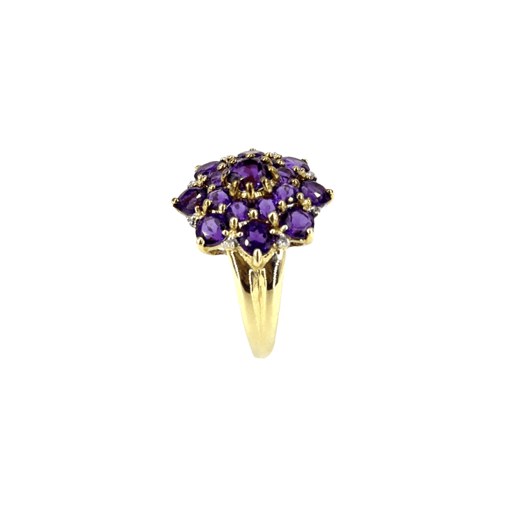 9CT Yellow gold Amethyst and Dia Cluster Ring - Hyman’s Jewellers