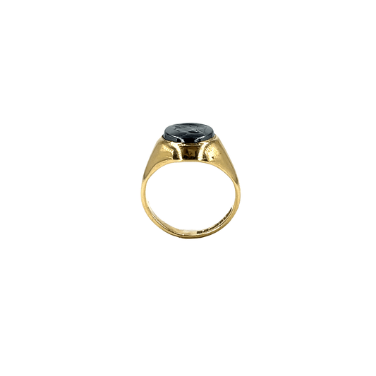 9CT Yellow Gold Carved Obsidian Signet Ring - Hyman’s Jewellers