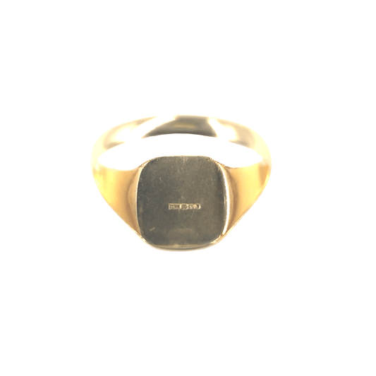 9ct Yellow Gold Engraved Signet Ring - Size V - Hyman’s Jewellers