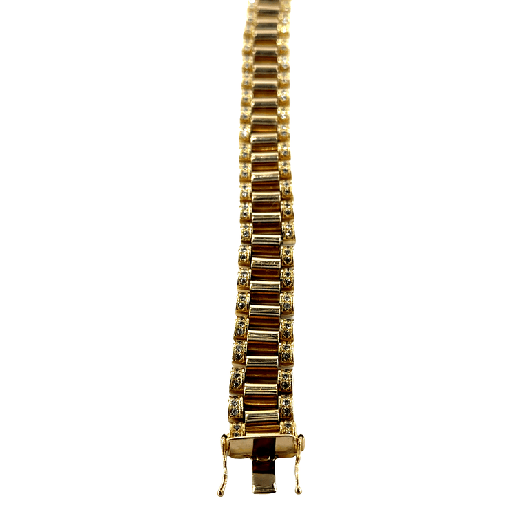 9CT Yellow Gold Geometric Link Bracelet with Diamonds - Hyman’s Jewellers