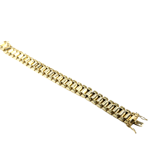 9CT Yellow Gold Geometric Link Bracelet with Diamonds - Hyman’s Jewellers