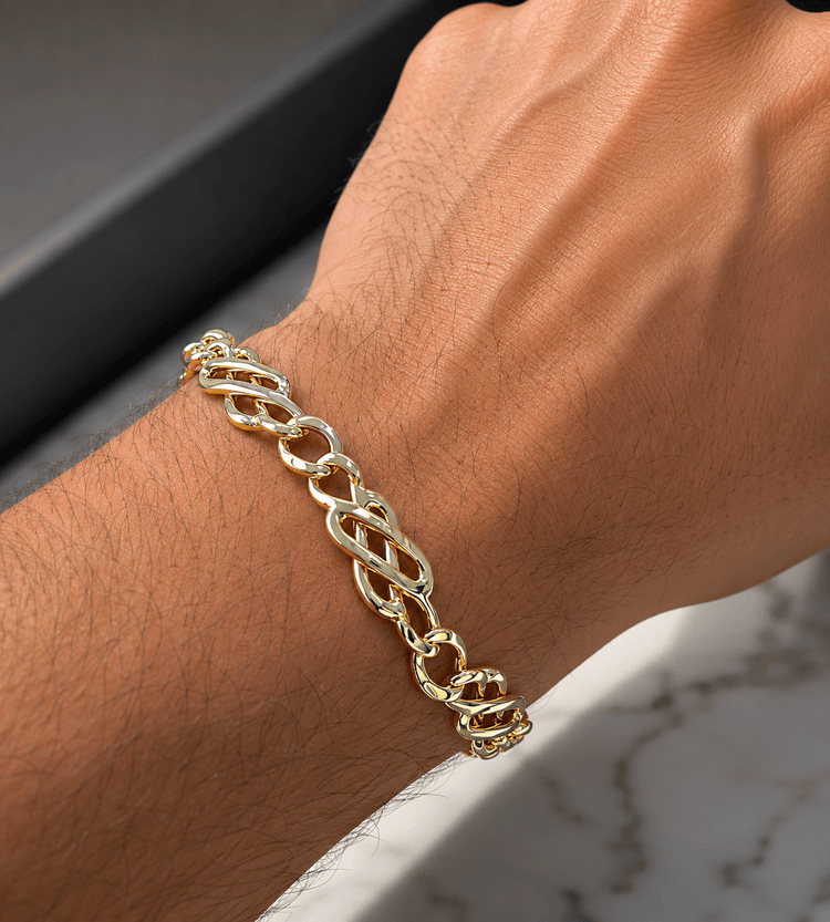 9CT Yellow Gold Interlocking Link Chain Bracelet - Hyman’s Jewellers