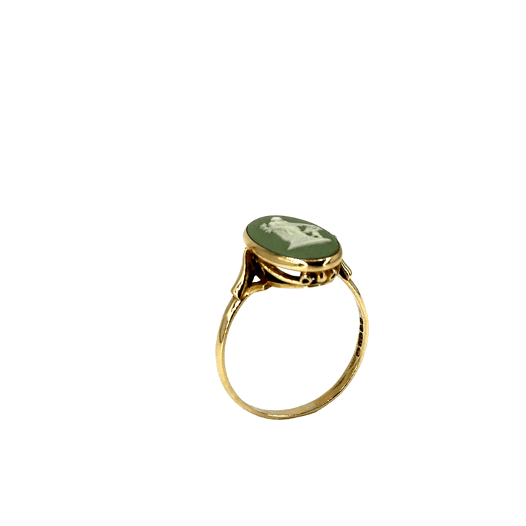9CT Yellow Gold Jade Cameo Signet Ring 2.3g - Hyman’s Jewellers