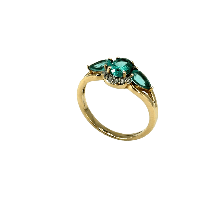 9CT Yellow Gold Multi-Stone Emerald Ring 2.9g - Hyman’s Jewellers