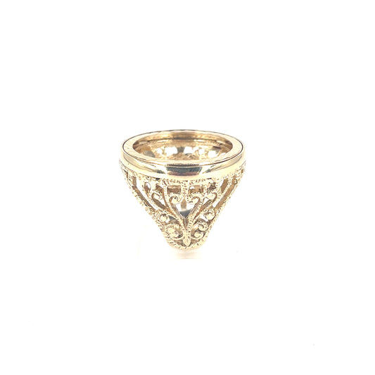9ct Yellow Gold Openwork Half Sovereign Ring Shank 8.1g - Hyman’s Jewellers