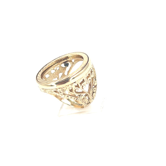 9ct Yellow Gold Openwork Half Sovereign Ring Shank 8.1g - Hyman’s Jewellers