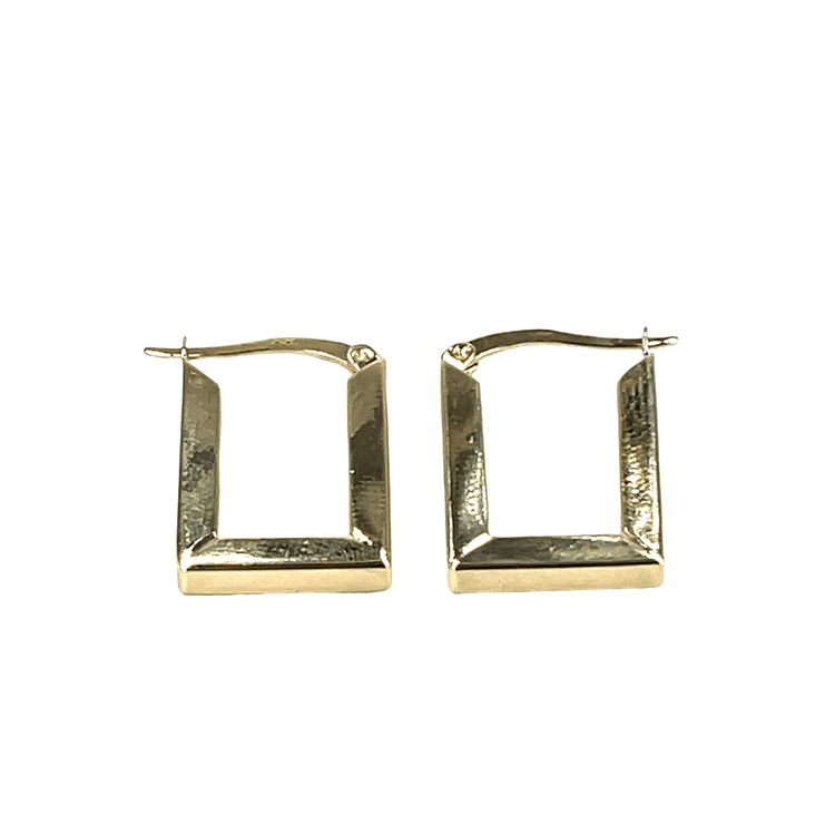 9CT Yellow Gold Rectangular Hoop Earrings 2.7g - Hyman’s Jewellers