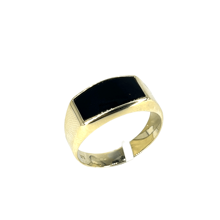 9ct Yellow Gold Rectangular Onyx Signet Ring - Hyman’s Jewellers