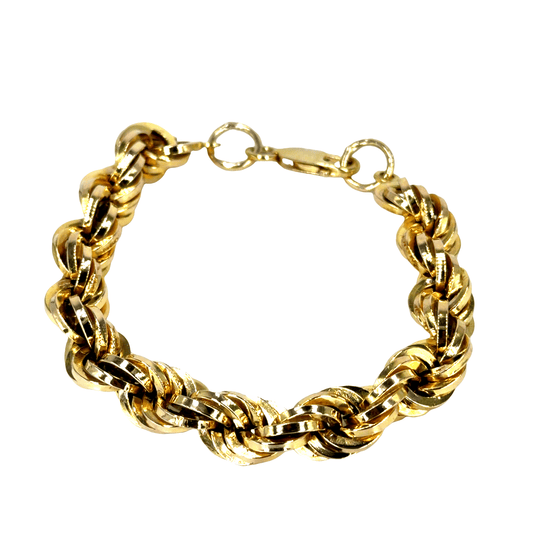9CT Yellow Gold Thick Twisted Rope Chain Bracelet - Hyman’s Jewellers