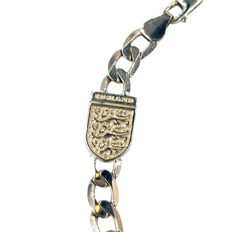 9ct Yellow Gold Three Lions England Shield Curb Chain Bracelet - Hyman’s Jewellers
