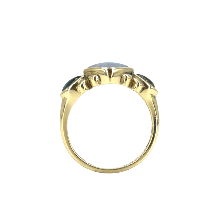 9CT Yellow Gold Three - Stone Cabochon Opal Ring - Hyman’s Jewellers
