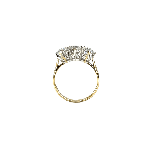 9CT Yellow Gold Three-Stone CZ Ring - Hyman’s Jewellers