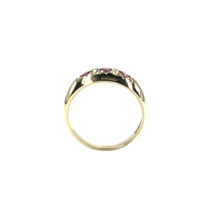 9CT Yellow Gold Three-Stone Ruby Ring 2.9g - Hyman’s Jewellers