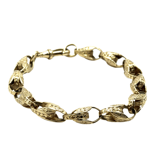 9CT Yellow Gold Tulip Bracelet 24.9g - Hyman’s Jewellers