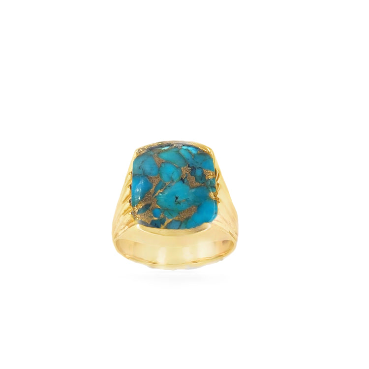 Men’s 14ct Yellow Gold Turquoise Ring - U1/2 10g
