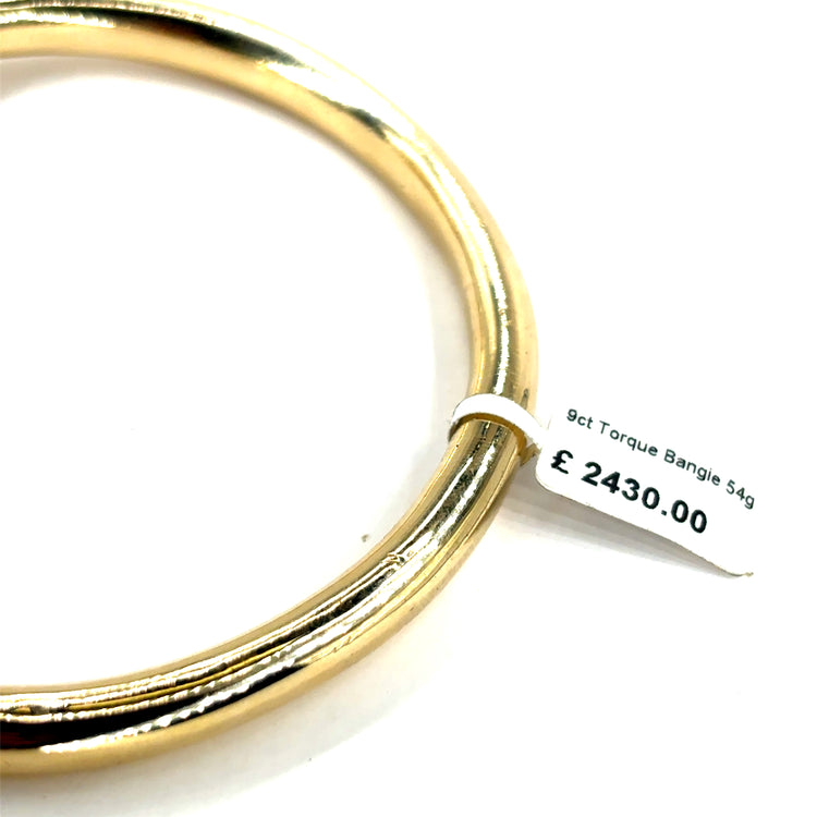 Men’s 9ct Yellow Gold Torque Bangle - 54g