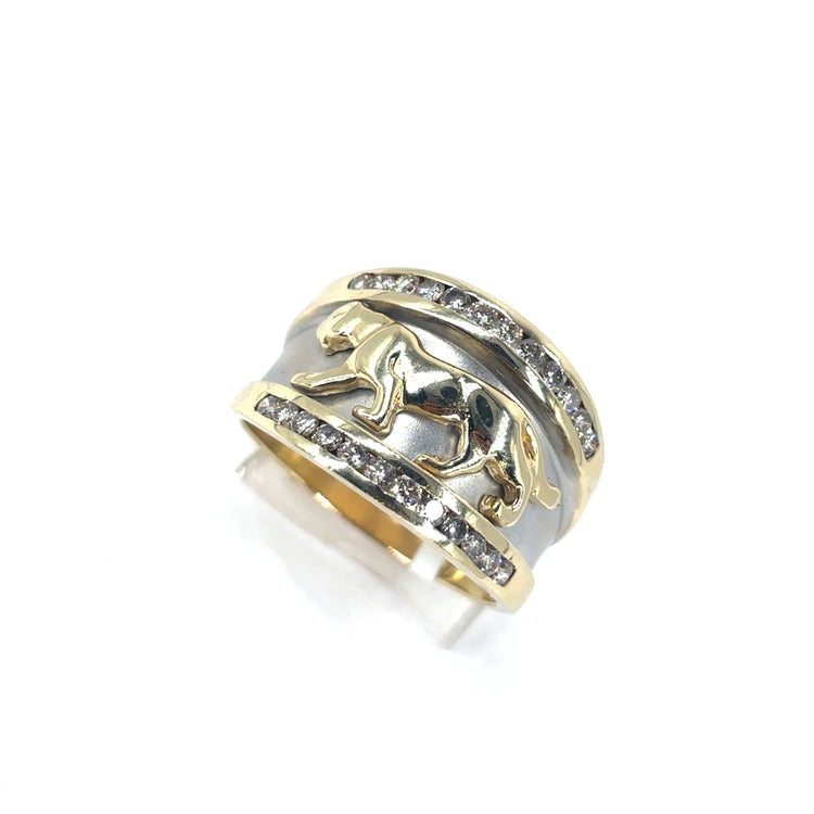 Men’s 9ct Yellow & White Gold Panther Ring - 0.50ct Diamond R
