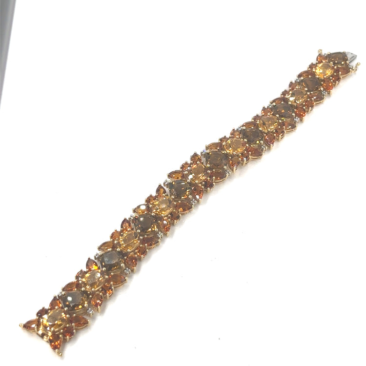 Women’s 9ct Yellow Gold Gemstone Bracelet - Citrine & Whisky Quartz