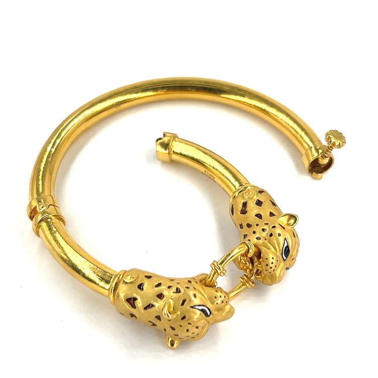 18ct Yellow Gold Panther Bangle - 50g