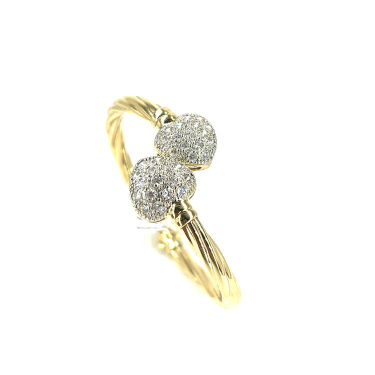 Women’s 9ct Yellow Gold Hinged Twist Torque Bangle - 14.6g CZ