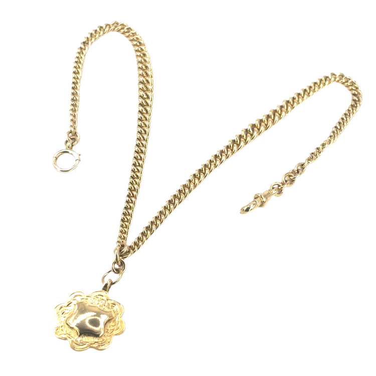 Women’s Double Albert Chain & Fob Pendant Necklace - 30g