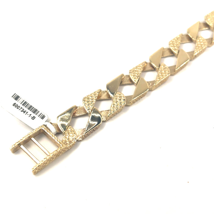 Women’s 9ct Yellow Gold Square Curb Bracelet - 23g