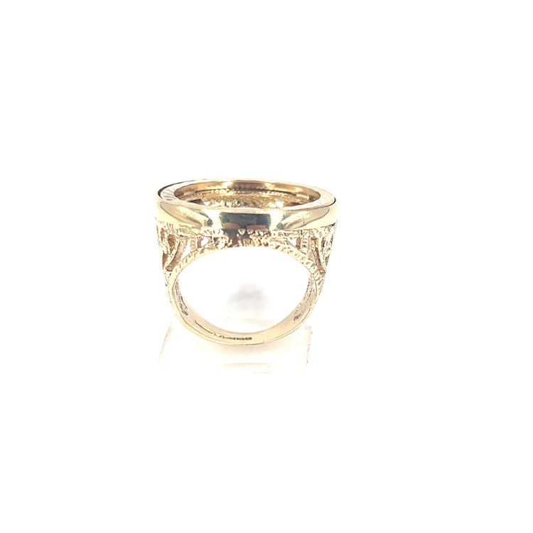 9ct Yellow Gold Openwork Half Sovereign Ring Shank 8.1g