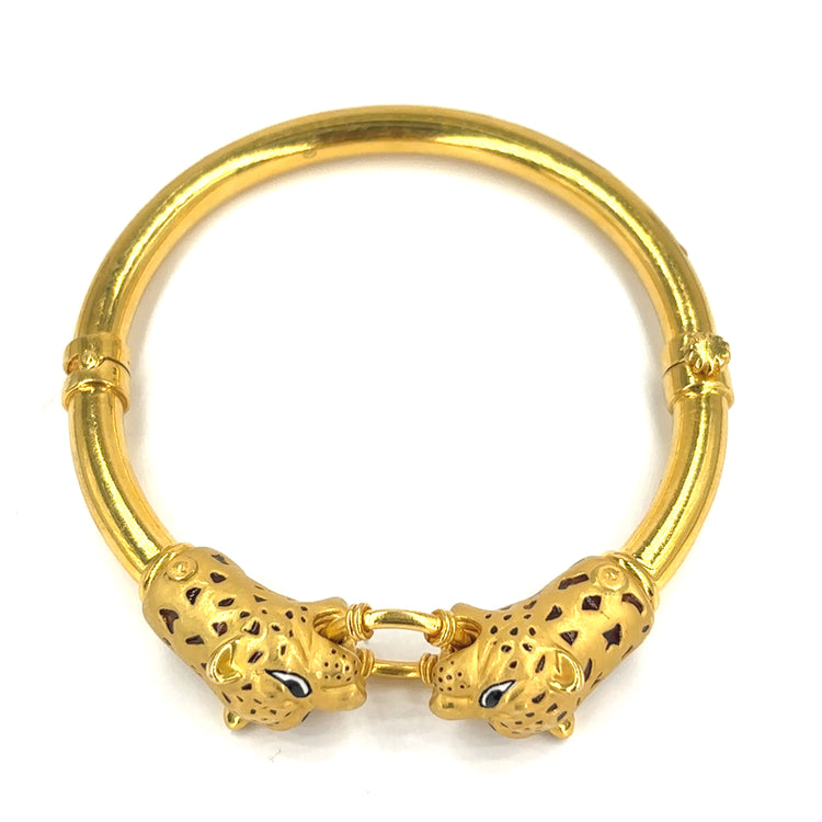 18ct Yellow Gold Panther Bangle - 50g