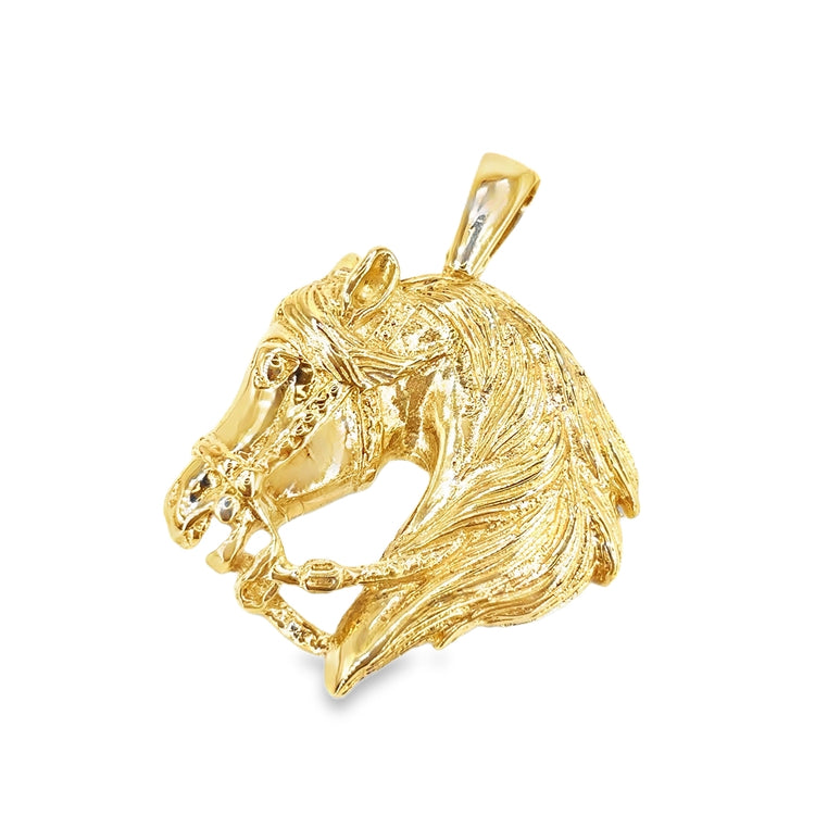 Mens 9ct Yellow Gold XL Horse Head Pendant 14.9g