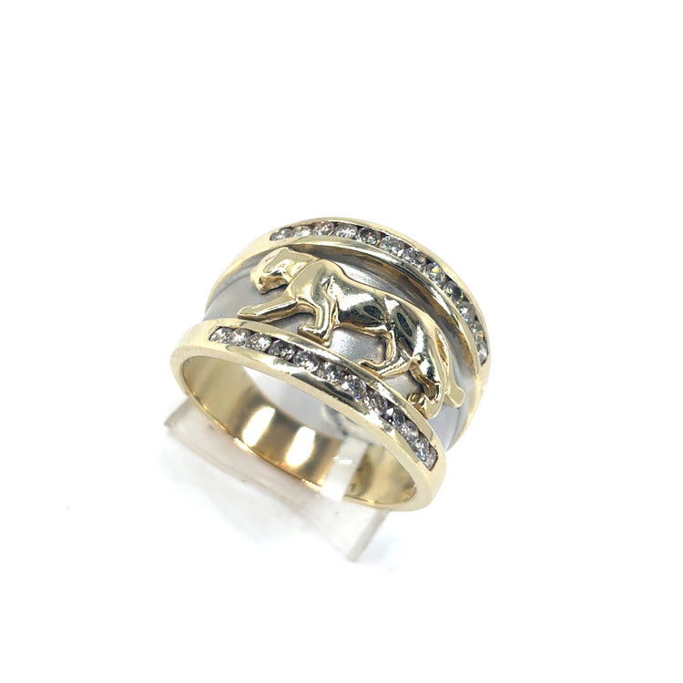 Men’s 9ct Yellow & White Gold Panther Ring - 0.50ct Diamond R