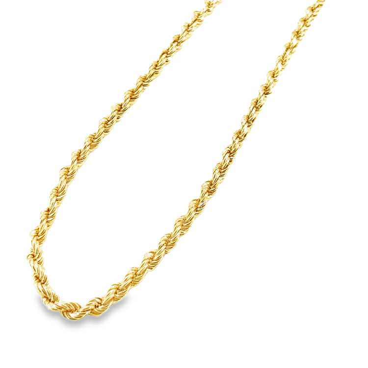 Mens 9ct Yellow Gold Rope Chain - 11g 22”