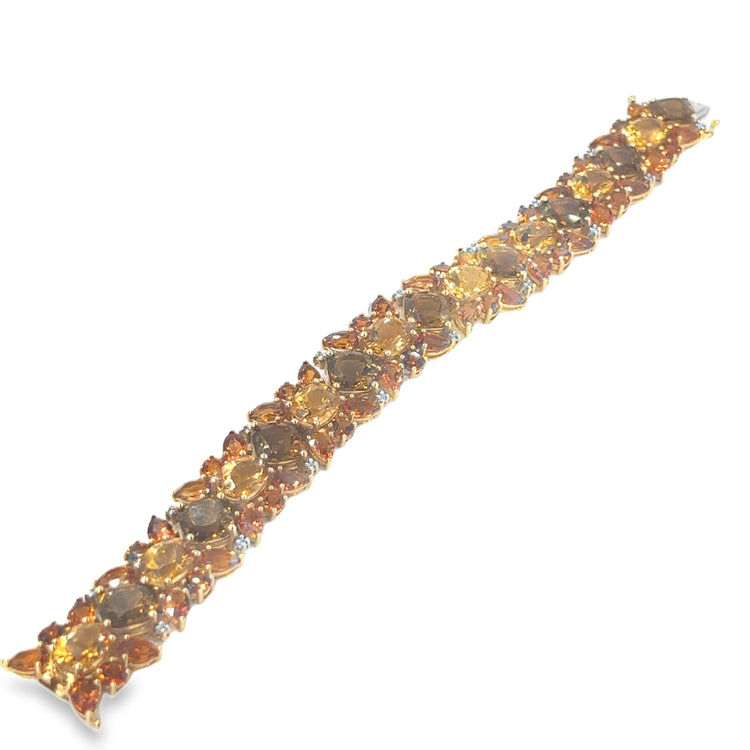 Women’s 9ct Yellow Gold Gemstone Bracelet - Citrine & Whisky Quartz