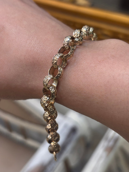 Children’s 9ct Ornate Yellow Gold Engraved Chain Bracelet - 18g 6.5” - Hyman’s Jewellers